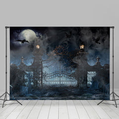 Lofaris Horrible Bat With Foggy House Tomb Halloween Backdrop