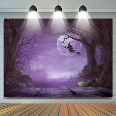 Lofaris Horrible Moon And Forest Foggy Halloween Backdrop