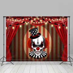 Lofaris Horrible Stage Red Curtain Themed Halloween Backdrop