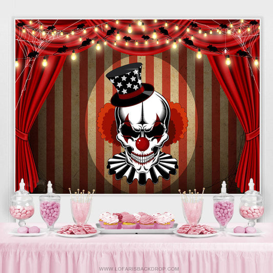 Lofaris Horrible Stage Red Curtain Themed Halloween Backdrop