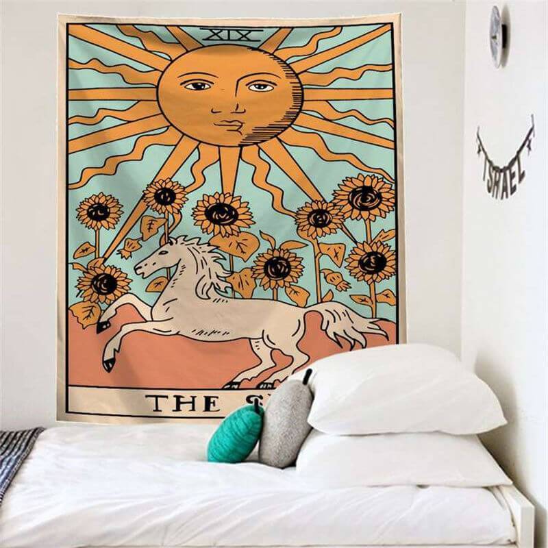 Lofaris Horse With The Sun Floral Animal Still Life Wall Tapestry