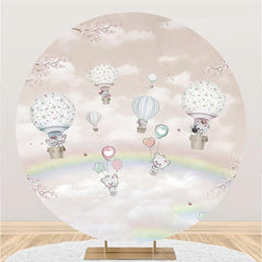 Lofaris Hot Air Ballon And Rainbow Round Baby Shower For Girl