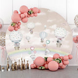 Load image into Gallery viewer, Lofaris Hot Air Ballon And Rainbow Round Baby Shower For Girl