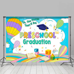 Lofaris Hot Air Balloon Preschool Graduation Backdrop
