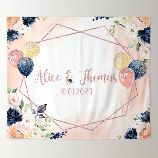 Lofaris Hot Pink And Dark Blue Mr Miss Wedding Backdrop