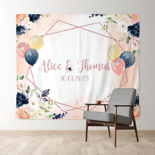 Lofaris Hot Pink And Dark Blue Mr Miss Wedding Backdrop