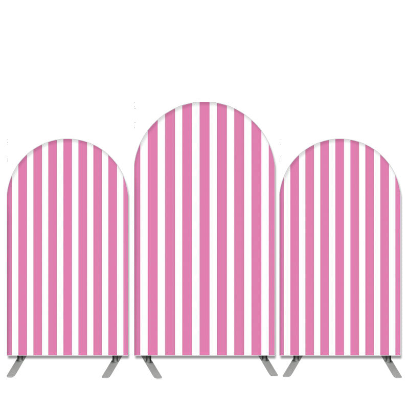 Lofaris Hot Pink And White Stripes Birthday Arch Backdrop Kit