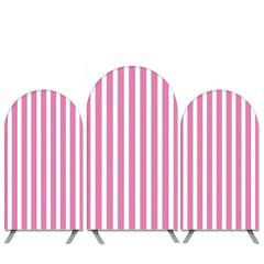Lofaris Hot Pink And White Stripes Birthday Arch Backdrop Kit