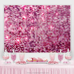Lofaris Hot Pink Bokeh Glitter Happy Birthday Party Backdrop