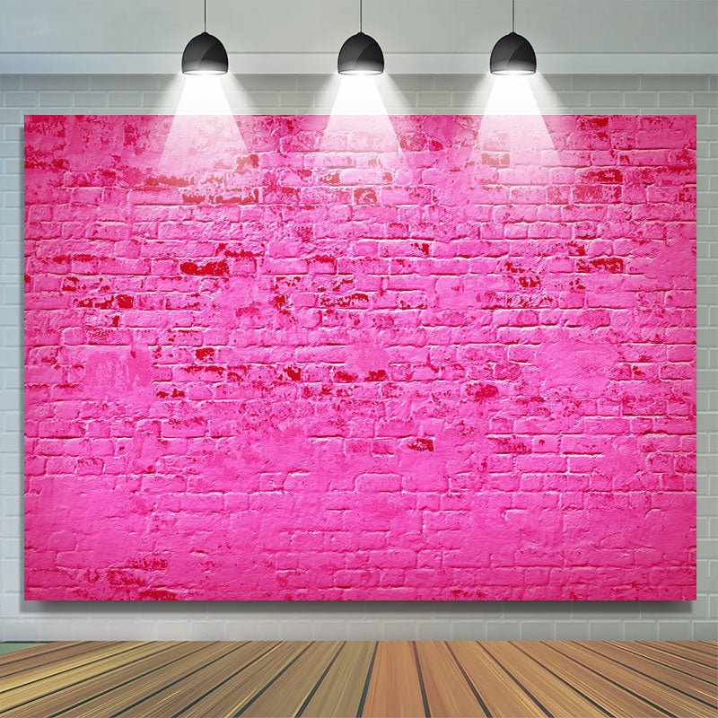 Lofaris Hot Pink Brick Themed Simple Happy Birthday Backdrop