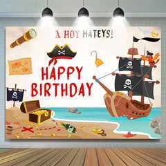 Lofaris Hoy Mateys Pirate Parrot Treasure Birthday Backdrop
