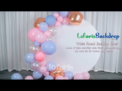 White Polyester Round Backdrop Banner for Party Decoration