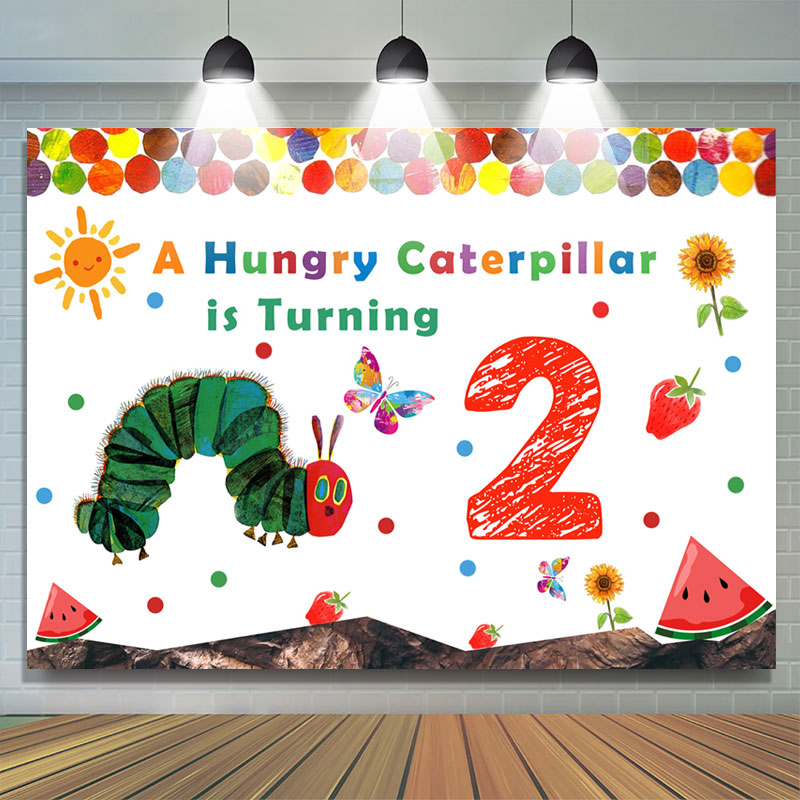 Lofaris Hungry Caterpillar Is Turning Two Birthday Backdrop