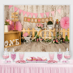 Lofaris I Am One Pink First Birthday Backdrop for Princess