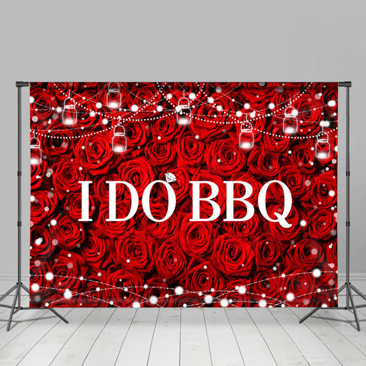Lofaris I Do BBQ Red Rose Light Strip Bridal Shower Backdrop