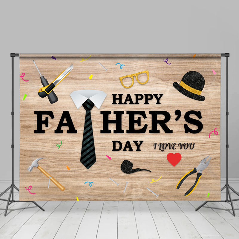 Lofaris I Love You And Happy Fathers Day Tool Wooden Backdrop