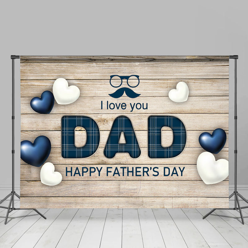 Lofaris I Love You Dad Happy Fathers Day Heart Wood Backdrop