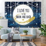 Load image into Gallery viewer, Lofaris I Love You To The Moon And Back Blue Baby Shower Backdrop