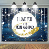 Load image into Gallery viewer, Lofaris I Love You To The Moon And Back Blue Baby Shower Backdrop