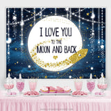 Load image into Gallery viewer, Lofaris I Love You To The Moon And Back Blue Baby Shower Backdrop