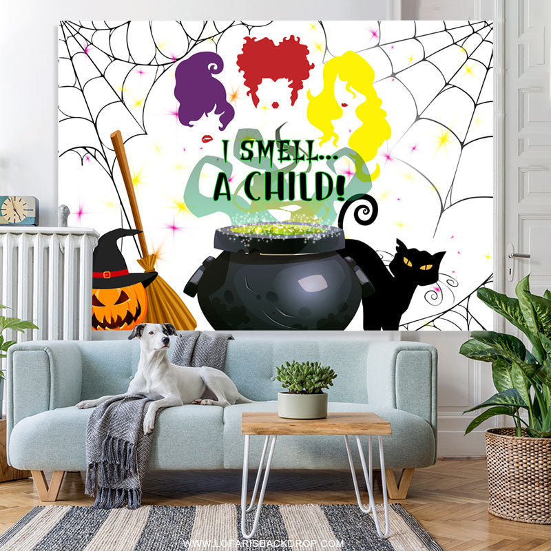 Lofaris I Smell A Child Halloween Baby Shower Backdrop Banner