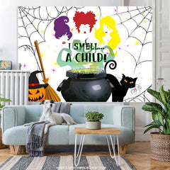 Lofaris I Smell A Child Halloween Baby Shower Backdrop Banner