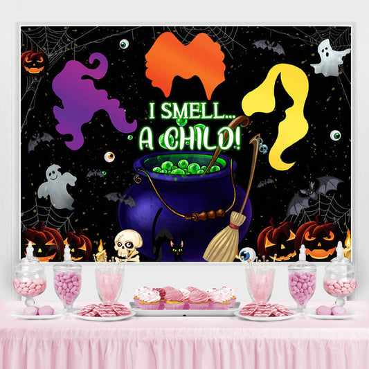 Lofaris I Smell A Chilo Black Pumpkin Happy Halloween Backdrop