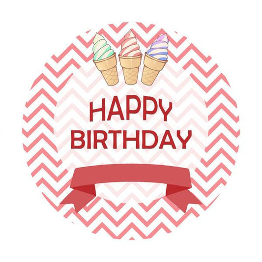 Lofaris Ice Cream Custom Round Happy Birthday Backdrop For Girl