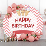 Load image into Gallery viewer, Lofaris Ice Cream Custom Round Happy Birthday Backdrop For Girl