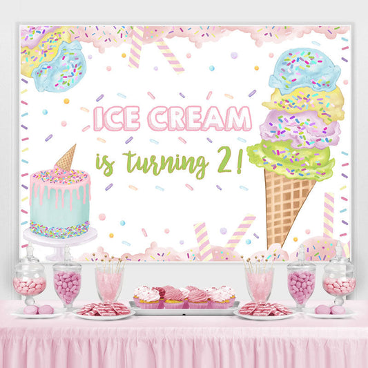 Lofaris Ice Cream Is Turning 2 Sweet 2rd Birthday Backdrop