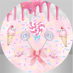 Lofaris Ice Cream Lollipop Pink Round Birthday Backdrop Kit