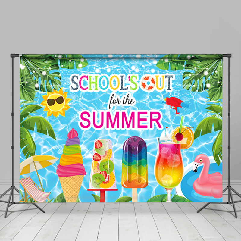 Lofaris Ice Cream Schools Out Summer Beach Grad Party Backdrop