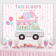 Lofaris Ice Cream Theme Truck Birthday Party Backdrop Girls