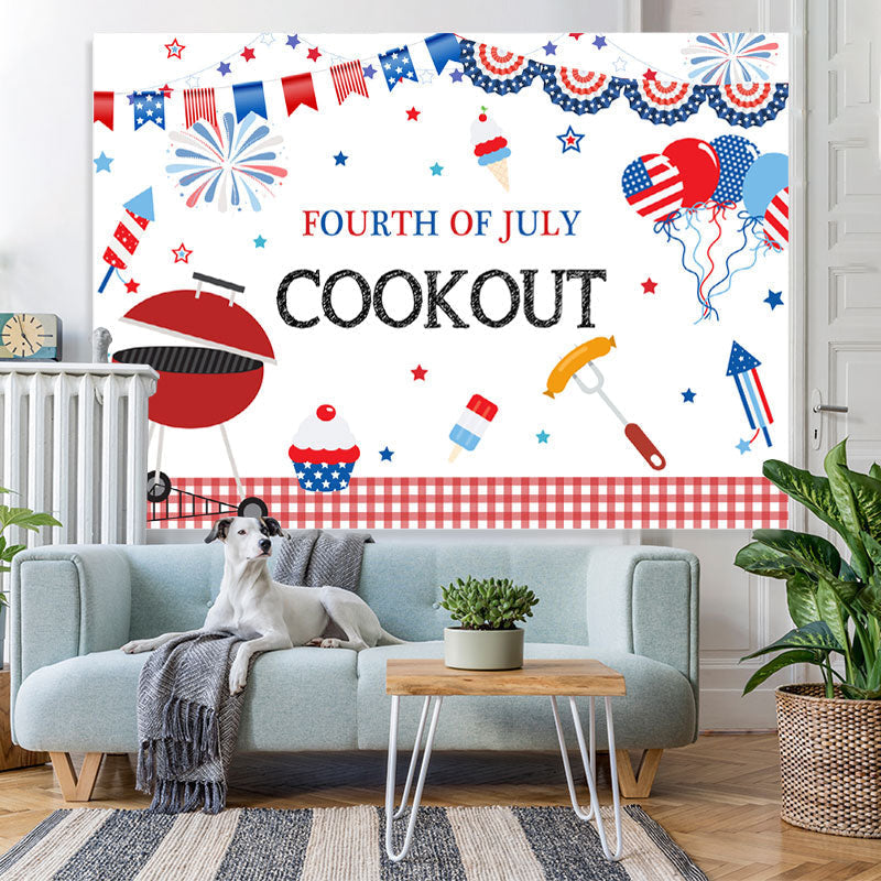 Lofaris Independence Day Cookout Bbq Party Banner Backdrop