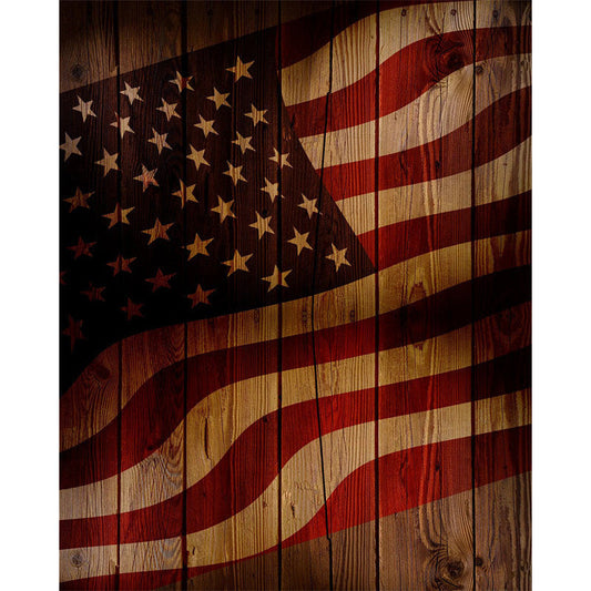 Lofaris Independence Flag Retro Wood Style Backdrop Portrait Photography