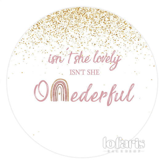 Lofaris Isnt She Lovely And Onederful Circle Birthday Backdrop