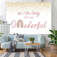 Lofaris Isnt She Onederful Pink and Gold 1St Birthday Backdrop