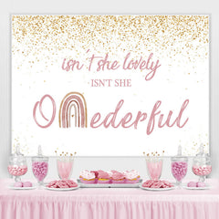Lofaris Isnt She Onederful Pink and Gold 1St Birthday Backdrop