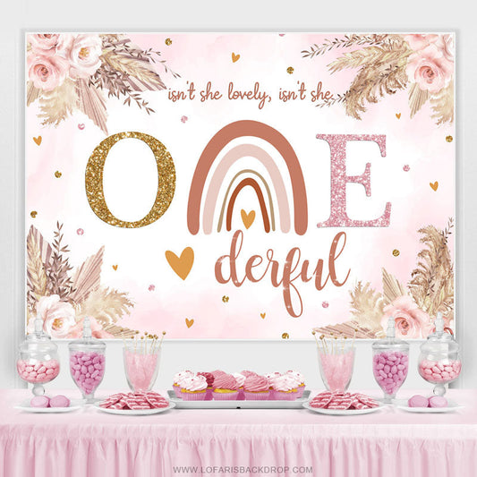 Lofaris Isnt She Onederful Rainbow Theme Happy Birthday Backdrop