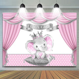 Load image into Gallery viewer, Lofaris It Is A Girl! Baby Elephant Shower Backdrop