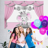 Load image into Gallery viewer, Lofaris It Is A Girl! Baby Elephant Shower Backdrop