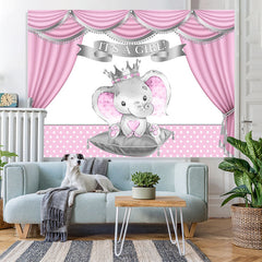 Lofaris It Is A Girl! Baby Elephant Shower Backdrop