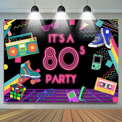 Lofaris Its A 80S Party Neon Lights Theme Dance Backdrop