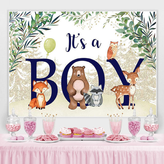 Lofaris Its a boy animal jungle baby shower photo backdrop