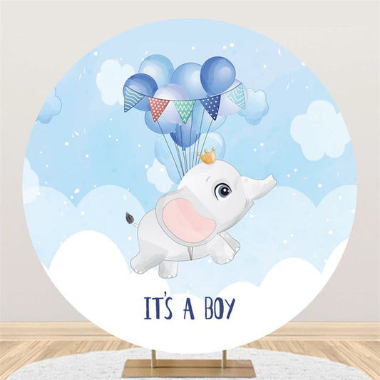 Lofaris Its A Boy Balloons Elephant Baby Shower Circle Backdrop
