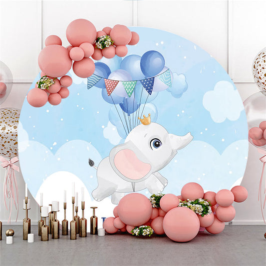 Lofaris Its A Boy Balloons Elephant Baby Shower Circle Backdrop