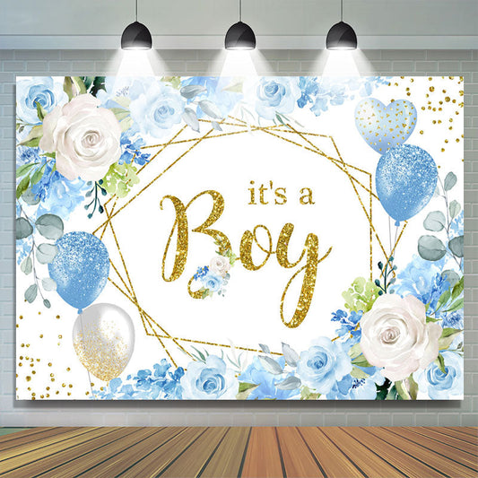 Lofaris Its A Boy Blue Rose Balloon Baby Shower Backdorp For