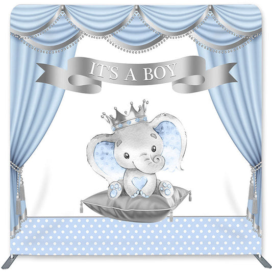 Lofaris Its A Boy Elephant Double-Sided Backdrop for Baby Shower