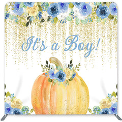 Lofaris Its A Boy Flowers Double-Sided Backdrop for Baby Shower