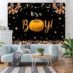 Lofaris Its A Boy Pumpkin and Leaves Backdrop for Baby Shower